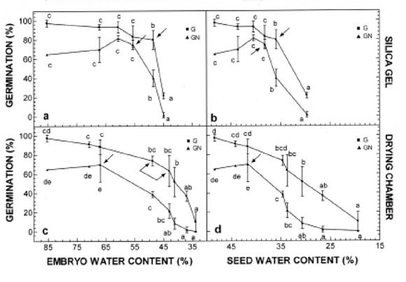 germination of seeds. Germination curves of E.