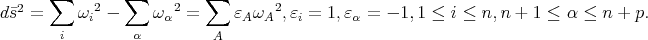  2 ∑ 2 ∑ 2 ∑ 2 ds¯ = ωi - ωα = ɛAωA ,ɛi = 1,ɛα = - 1, 1 ≤ i ≤ n,n + 1 ≤ α ≤ n + p. i α A 