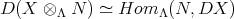 D (X ⊗Λ N ) ≃ Hom Λ(N, DX ) 